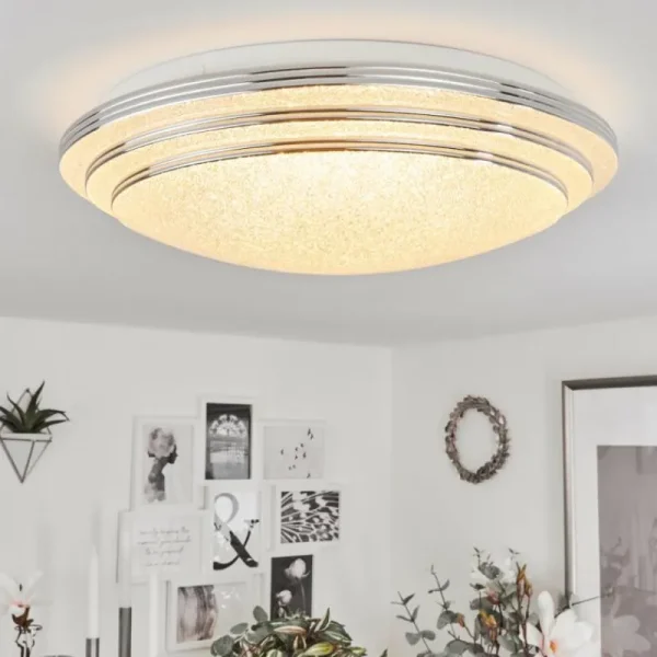 hofstein Plafonnier Villeveyrac LED Blanc, 1 lumière, Télécommandes* Lampes Modernes