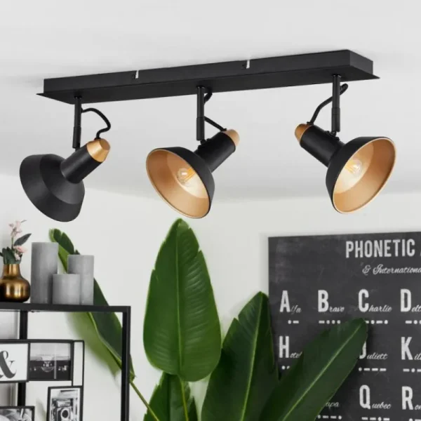 hofstein Plafonnier Vouzy Noir, 3 lumières* Lampes Modernes