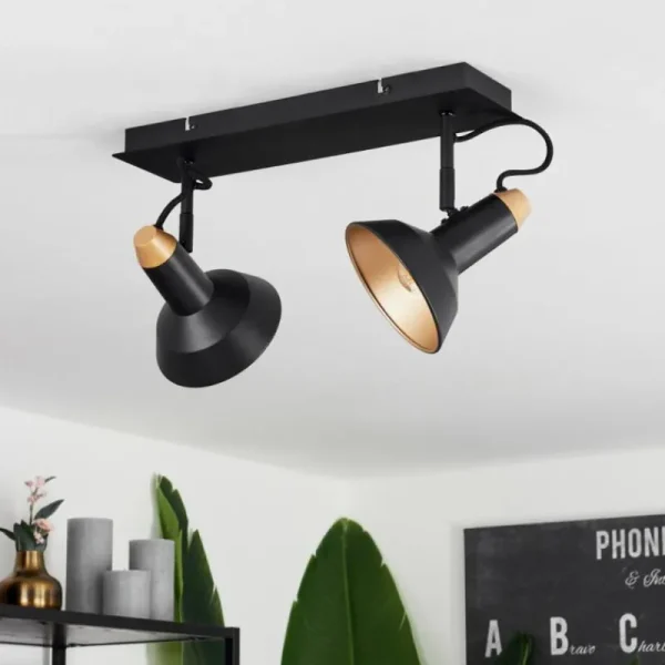 hofstein Plafonnier Vouzy Noir, 2 lumières* Lampes Modernes