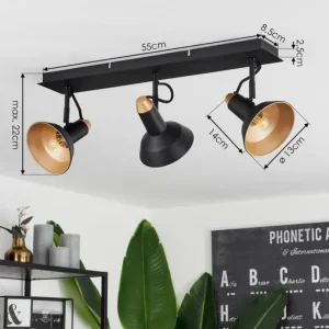 hofstein Plafonnier Vouzy Noir, 3 lumières* Lampes Modernes