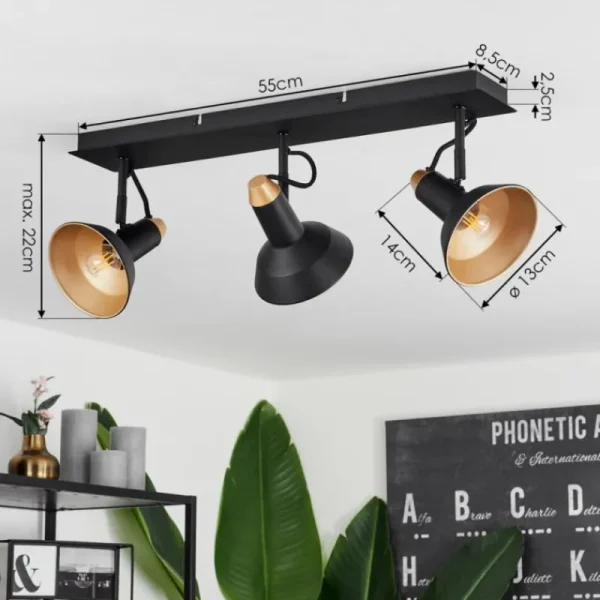 hofstein Plafonnier Vouzy Noir, 3 lumières* Lampes Modernes