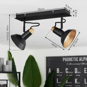 hofstein Plafonnier Vouzy Noir, 2 lumières* Lampes Modernes