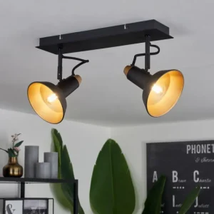 hofstein Plafonnier Vouzy Noir, 2 lumières* Lampes Modernes