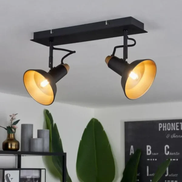 hofstein Plafonnier Vouzy Noir, 2 lumières* Lampes Modernes