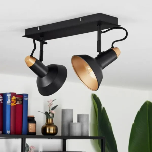 hofstein Plafonnier Vouzy Noir, 2 lumières* Lampes Modernes