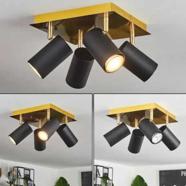 hofstein Plafonnier Zuoz Laiton, Noir, 4 lumières* Lampes Modernes
