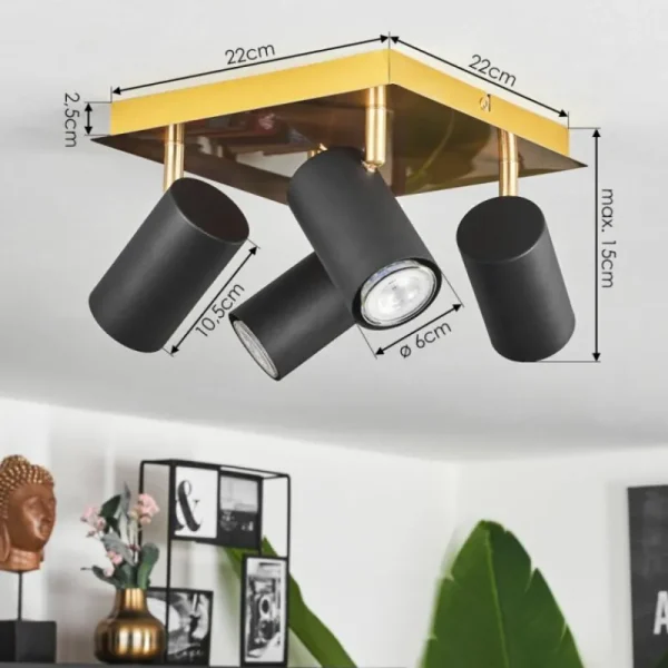 hofstein Plafonnier Zuoz Laiton, Noir, 4 lumières* Lampes Modernes