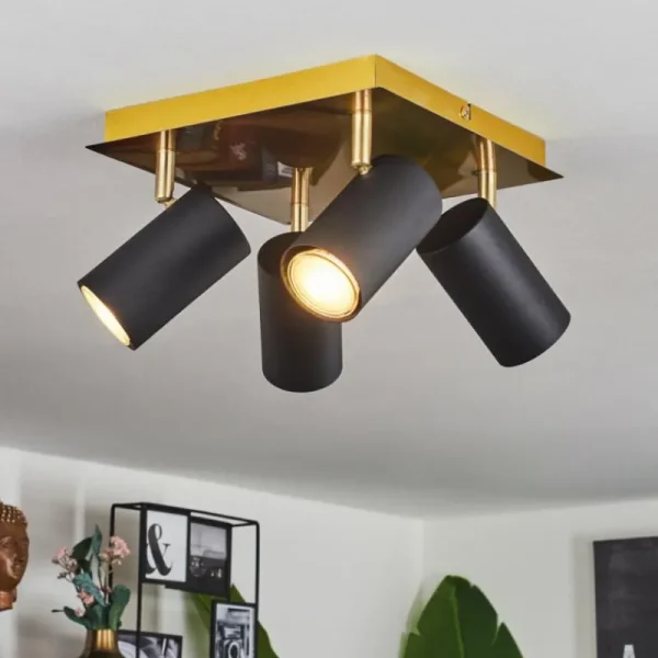 hofstein Plafonnier Zuoz Laiton, Noir, 4 lumières* Lampes Modernes