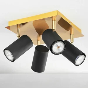 hofstein Plafonnier Zuoz Laiton, Noir, 4 lumières* Lampes Modernes