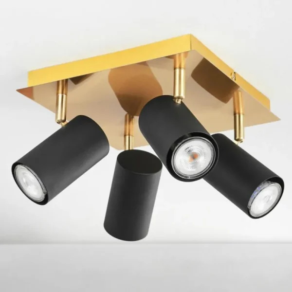 hofstein Plafonnier Zuoz Laiton, Noir, 4 lumières* Lampes Modernes