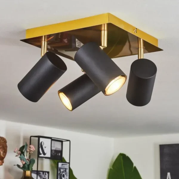 hofstein Plafonnier Zuoz Laiton, Noir, 4 lumières* Lampes Modernes