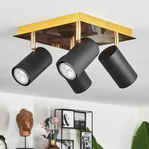 hofstein Plafonnier Zuoz Laiton, Noir, 4 lumières* Lampes Modernes