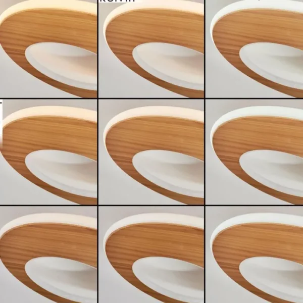 hofstein Plafonnier Abonakope LED Couleur bois, Écru, Noir, 2 lumières, Télécommandes, Changeur de couleurs* Lampes Modernes