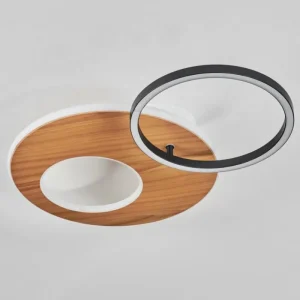 hofstein Plafonnier Abonakope LED Couleur bois, Écru, Noir, 2 lumières, Télécommandes, Changeur de couleurs* Lampes Modernes