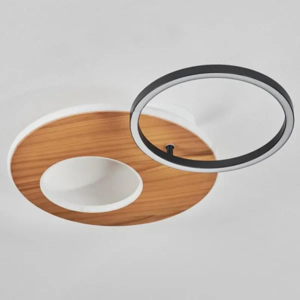 hofstein Plafonnier Abonakope LED Couleur bois, Écru, Noir, 2 lumières, Télécommandes, Changeur de couleurs* Lampes Modernes