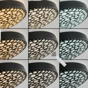 hofstein Plafonnier Agodim LED Noir, Blanc, 1 lumière, Télécommandes, Changeur de couleurs* Lampes Modernes