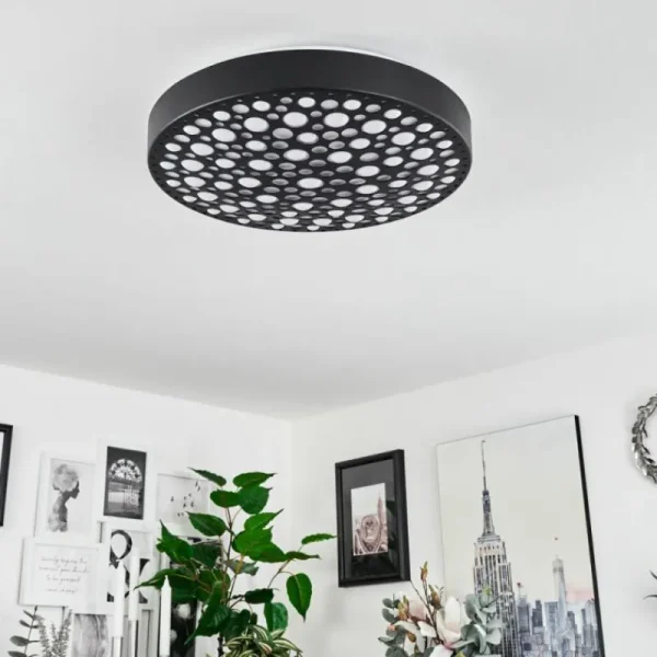 hofstein Plafonnier Agodim LED Noir, Blanc, 1 lumière, Télécommandes, Changeur de couleurs* Lampes Modernes