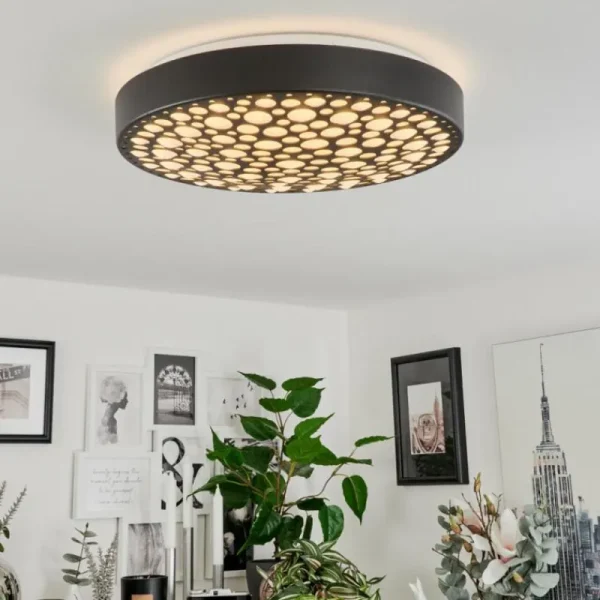 hofstein Plafonnier Agodim LED Noir, Blanc, 1 lumière, Télécommandes, Changeur de couleurs* Lampes Modernes