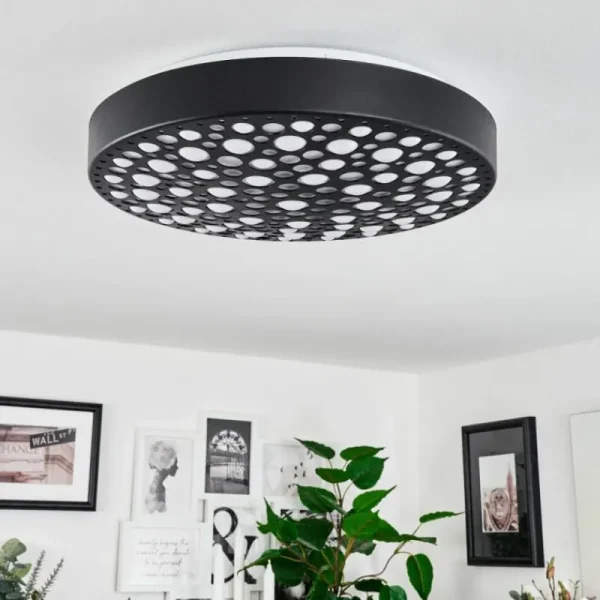 hofstein Plafonnier Agodim LED Noir, Blanc, 1 lumière, Télécommandes, Changeur de couleurs* Lampes Modernes
