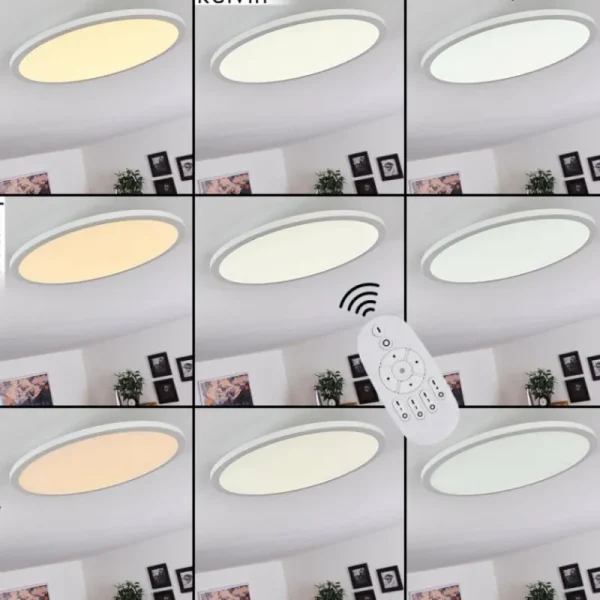 hofstein Plafonnier Ailik LED Blanc, 1 lumière, Télécommandes* Lampes Modernes