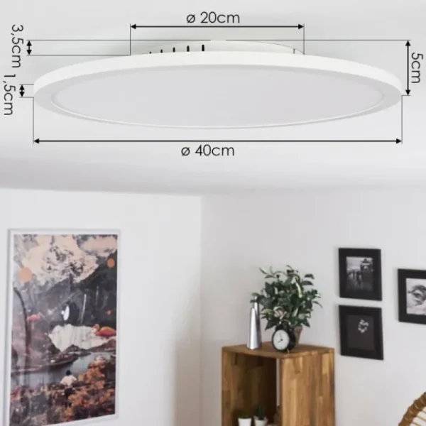 hofstein Plafonnier Ailik LED Blanc, 1 lumière, Télécommandes* Lampes Modernes