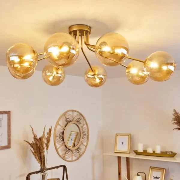 hofstein Plafonnier Alden Laiton, 8 lumières* Lampes En Verre