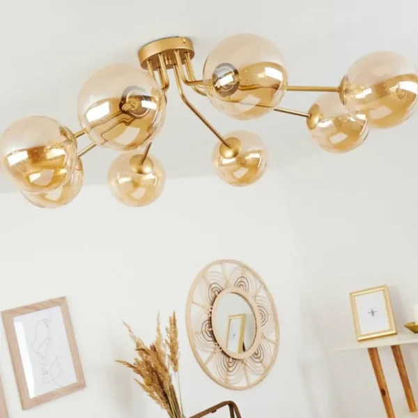 hofstein Plafonnier Alden Laiton, 8 lumières* Lampes En Verre