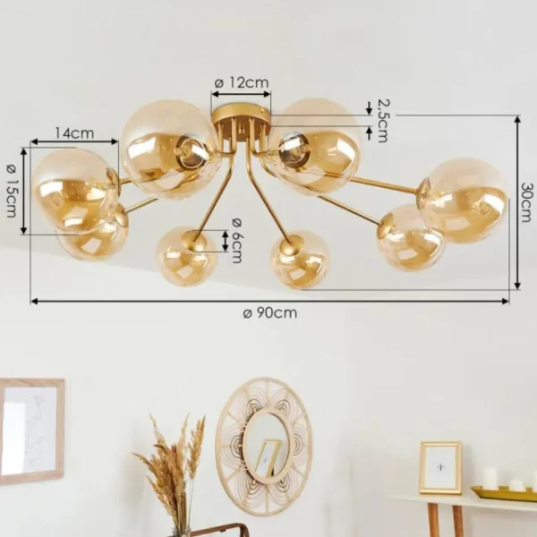 hofstein Plafonnier Alden Laiton, 8 lumières* Lampes En Verre
