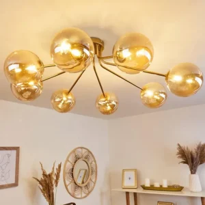 hofstein Plafonnier Alden Laiton, 8 lumières* Lampes En Verre