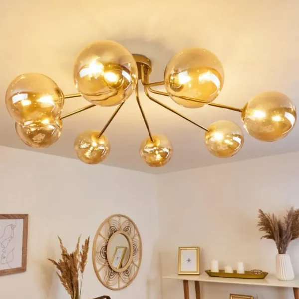 hofstein Plafonnier Alden Laiton, 8 lumières* Lampes En Verre