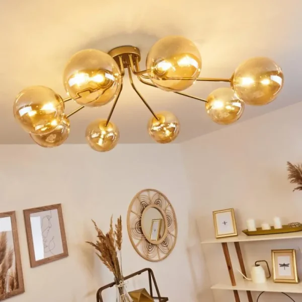 hofstein Plafonnier Alden Laiton, 8 lumières* Lampes En Verre