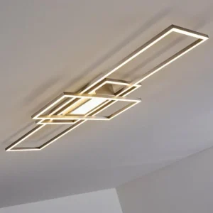 hofstein Plafonnier Alsterbro LED Nickel mat, 1 lumière, Télécommandes* Lampes Modernes