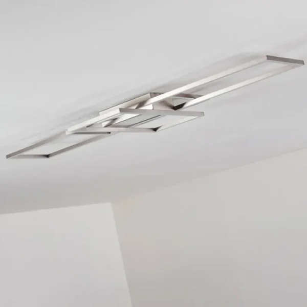 hofstein Plafonnier Alsterbro LED Nickel mat, 1 lumière, Télécommandes* Lampes Modernes