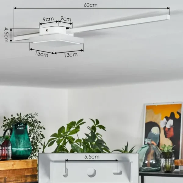 hofstein Plafonnier Amdal LED Blanc, 2 lumières* Lampes Modernes