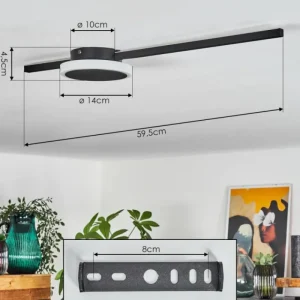 hofstein Plafonnier Amdal LED Noir, 2 lumières* Lampes Modernes