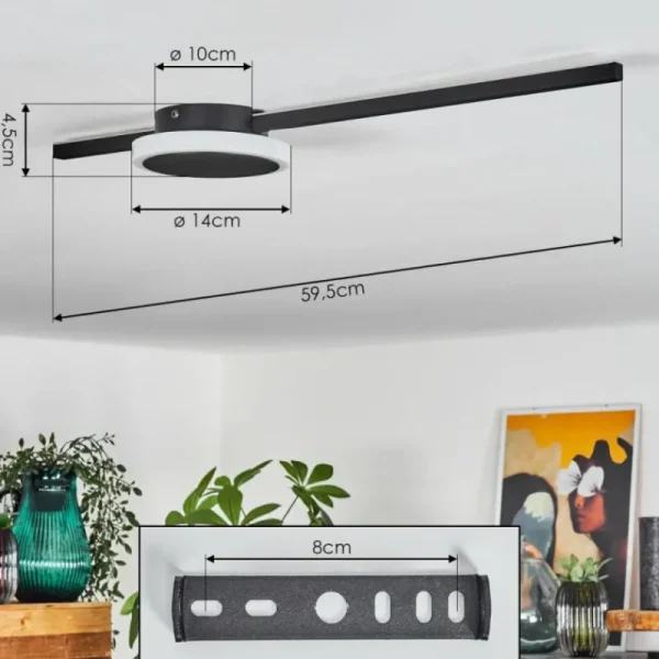 hofstein Plafonnier Amdal LED Noir, 2 lumières* Lampes Modernes