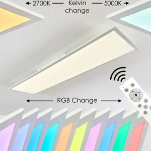 hofstein Plafonnier Antria LED Blanc, 1 lumière, Télécommandes, Changeur de couleurs* Lampes Modernes