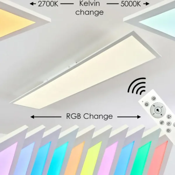 hofstein Plafonnier Antria LED Blanc, 1 lumière, Télécommandes, Changeur de couleurs* Lampes Modernes