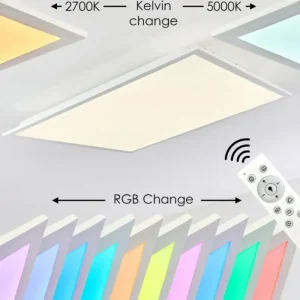 hofstein Plafonnier Antria LED Blanc, 1 lumière, Télécommandes, Changeur de couleurs* Lampes Modernes