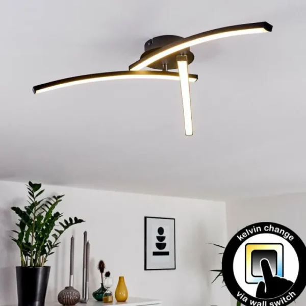 hofstein Plafonnier Aringa LED Noir, 1 lumière* Lampes Modernes