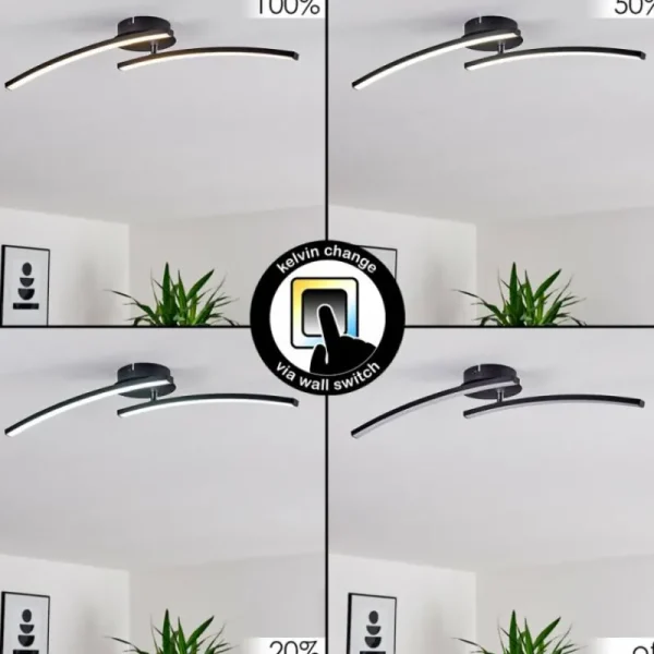 hofstein Plafonnier Aringa LED Noir, 1 lumière* Lampes Modernes