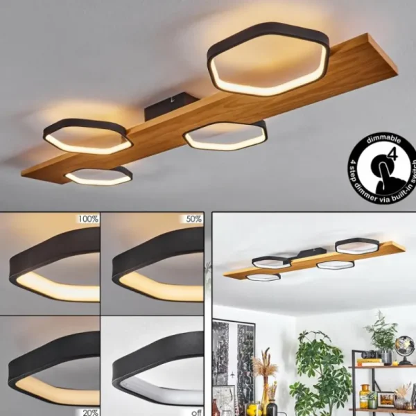 hofstein Plafonnier Arminda LED Écru, Noir, 1 lumière* Lampes Modernes