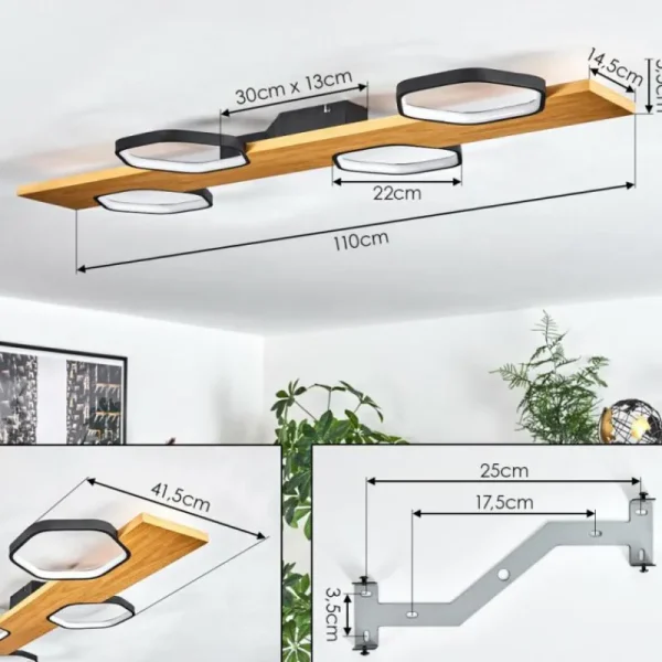 hofstein Plafonnier Arminda LED Écru, Noir, 1 lumière* Lampes Modernes