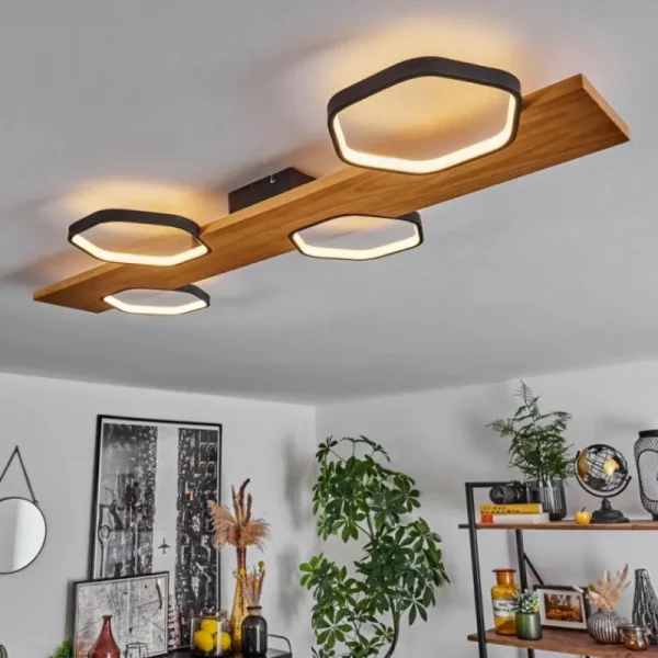 hofstein Plafonnier Arminda LED Écru, Noir, 1 lumière* Lampes Modernes