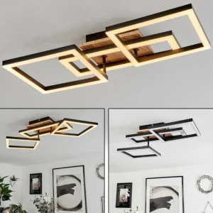 hofstein Plafonnier Avelal LED Brun, Couleur bois, Noir, 1 lumière* Lampes Modernes