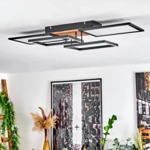 hofstein Plafonnier Avelal LED Brun, Couleur bois, Noir, 1 lumière* Lampes Modernes