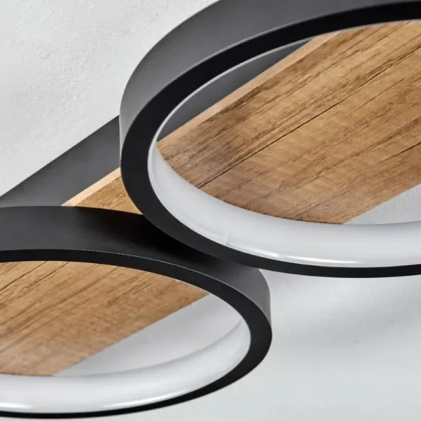 hofstein Plafonnier Avelal LED Brun, Couleur bois, Noir, 1 lumière* Lampes Modernes