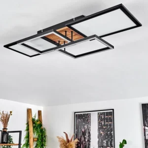 hofstein Plafonnier Avelal LED Brun, Couleur bois, Noir, 1 lumière* Lampes Modernes
