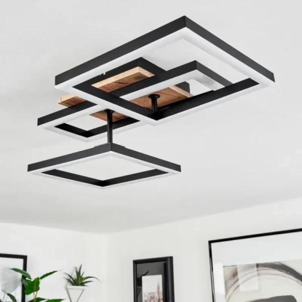 hofstein Plafonnier Avelal LED Brun, Couleur bois, Noir, 1 lumière* Lampes Modernes