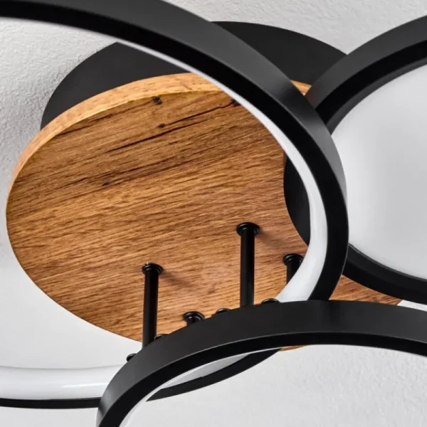 hofstein Plafonnier Avelal LED Brun, Couleur bois, Noir, 1 lumière* Lampes Modernes